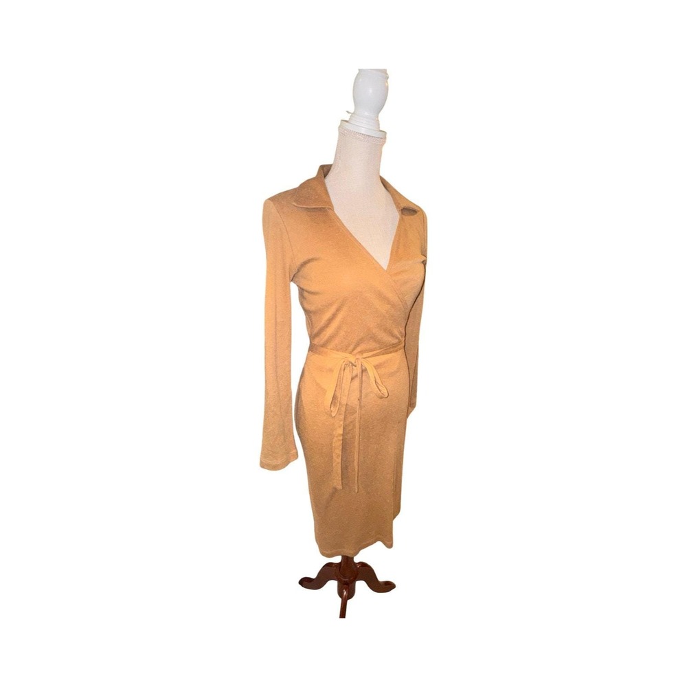 Vintage 90s ABS Allen Schwartz Wool Angora Wrap Dress Size Medium - Picture 12 of 13
